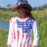 Women's Old Glory 3/4 Sleeve Top