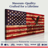 Rustic American Flag Family Name Sign