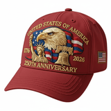 America 250th Commemorative Patriotic Hat – 1776–2026 Edition (Dark Red)