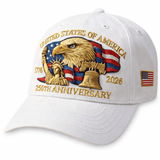 America 250th Commemorative Patriotic Hat – 1776–2026 Edition (White)