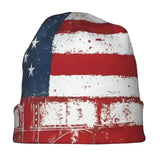 Distressed American Flag Skull Knit Beanie