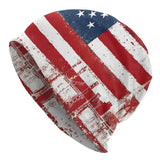 Distressed American Flag Skull Knit Beanie