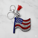 Patriotic American Flag Crystal Keychain