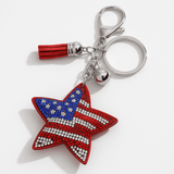 Patriotic Stars & Stripes Crystal Keychain
