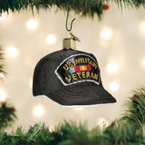 U.S. Veteran Cap Glass Ornament