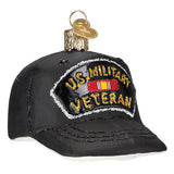 U.S. Veteran Cap Glass Ornament